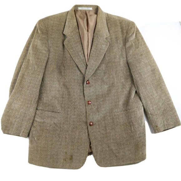 TOM TAILOR - MEN'S BROWN CORDUROY BLAZER JACKET - SIZE 48R - SEE PHOTOS - Picture 1 of 11